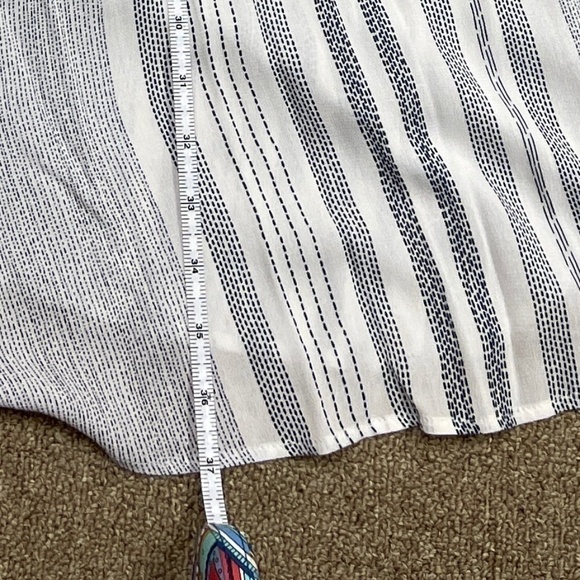 Hummingbird: Women's Navy / White Sleeveless Striped Maxi Beach Dress, Size S - Picture 4 of 7